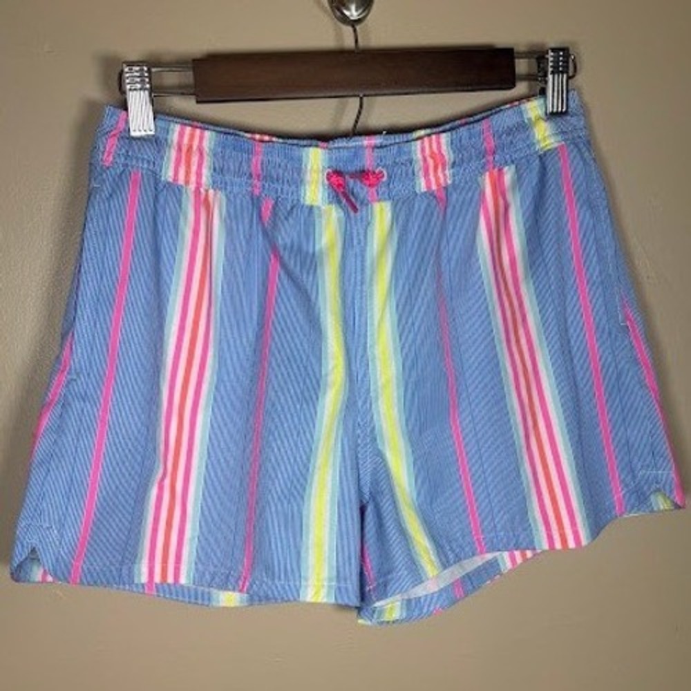 Vineyard Vines Boys XL 16 Performance Swim Trunks Blue Neon Stripe Shorts